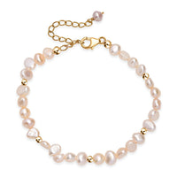 Peach Fresh Water Pearl Sun-Drenched Bracelet in 18K Vermeil Yellow Gold Over Sterling Silver (7.25-9.25In)