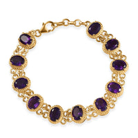 D'Joy African Amethyst 12.60 ctw Bracelet in 18K Vermeil Yellow Gold Over Sterling Silver (7.25 In)