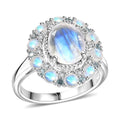 Karis Moon Glow Moonstone, Multi Gemstone Celestial Orbit Ring in Platinum Bond (Size 10.0) 4.00 ctw - Sticky add to cart bar