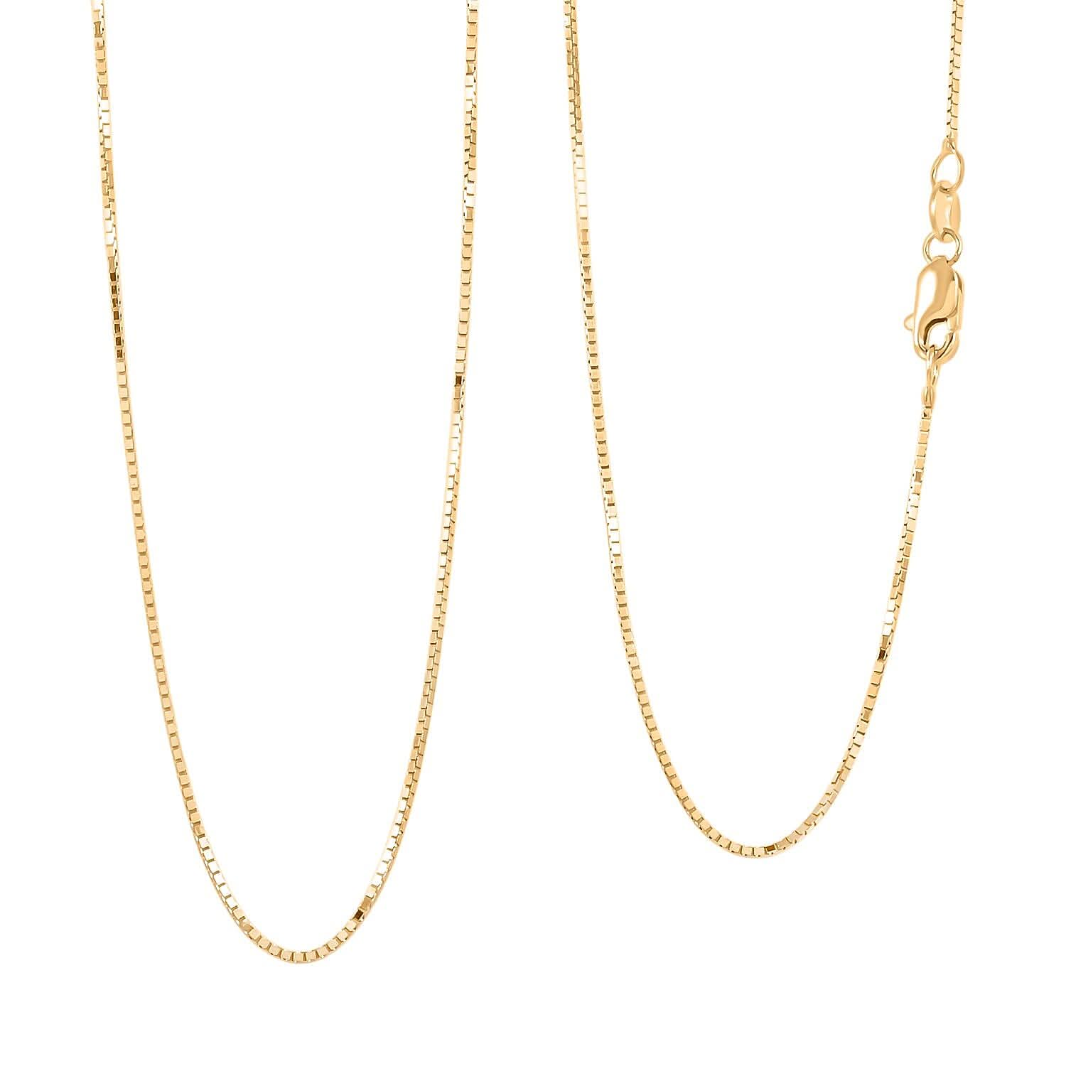 0.50mm Box Chain Necklace in 18K Yellow Gold 18 Inches 2.5 Grams