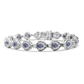 Premium Ceylon Blue Sapphire, White Zircon Bracelet in Rhodium Over Sterling Silver (6.50 In) 7.28 ctw - Sticky add to cart bar