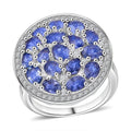Premium Ceylon Blue Sapphire and Moissanite 4.50 ctw Ring in Rhodium Over Sterling Silver (Size 10.0) - Sticky add to cart bar