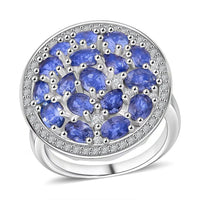 Premium Ceylon Blue Sapphire and Moissanite 4.50 ctw Ring in Rhodium Over Sterling Silver (Size 10.0)