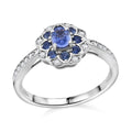 Premium Ceylon Blue Sapphire and White Zircon 1.00 ctw Ring in Rhodium Over Sterling Silver (Size 10.0) - Sticky add to cart bar