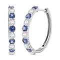 Premium Ceylon Blue Sapphire and Moissanite 1.80 ctw Lagoon Lights Earrings in Rhodium Over Sterling Silver - Sticky add to cart bar