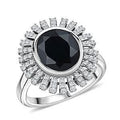 Karis Thai Black Spinel and White Zircon 4.75 ctw Ring in Platinum Bond (Size 10.0) - Sticky add to cart bar
