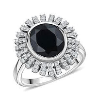 Karis Thai Black Spinel and White Zircon 4.75 ctw Ring in Platinum Bond (Size 10.0)
