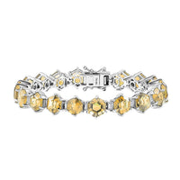 African Amethyst and Moissanite 30.20 ctw Honeycomb Bracelet in Rhodium Over Sterling Silver (7.25 In)
