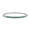 D'Joy Premium Kagem Zambian Emerald 2.80 ctw Infinity Bangle Bracelet in Rhodium Over Sterling Silver (7.25 In) - Sticky add to cart bar