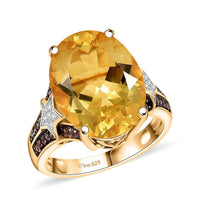 D'Joy Yellow Labradorite and Multi Gemstone 8.50 ctw Ring in 18K Vermeil Yellow Gold Over Sterling Silver (Size 10.0)