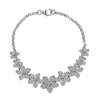 Luxuriant Lab Grown Diamond G-H SI 1.50 ctw Floral Cascade Bracelet in Rhodium Over Sterling Silver (7.25 In) 7 Grams