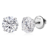 Moissanite Solitaire Stud Earrings in 950 Platinum 3.60 ctw