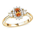 D'Joy Tanzanian Mandarin Garnet, White Zircon Ring in 18K Vermeil YG Over Sterling Silver (Size 10.0) 1.00 ctw - Sticky add to cart bar
