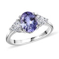 D'Joy Tanzanite and Moissanite 2.60 ctw Ring in Rhodium Over Sterling Silver (Size 10.0) - Sticky add to cart bar