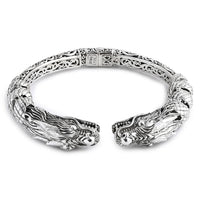 Bali Legacy Sterling Silver Dragon Bangle Bracelet (7.25 In)