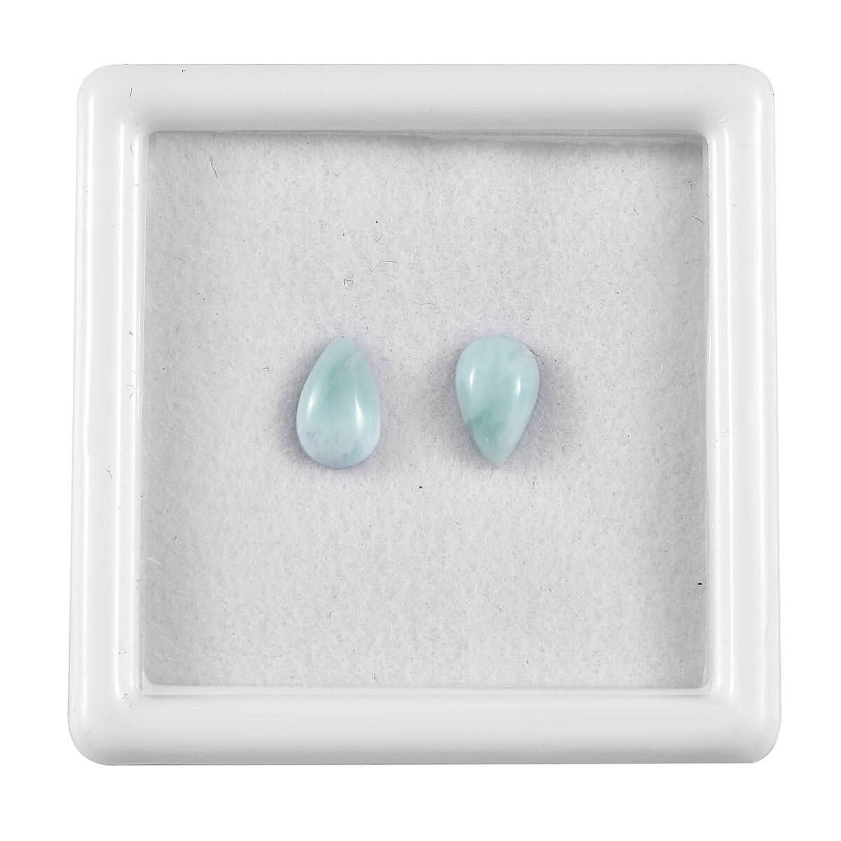 Larimar Set of 2 (Pear 8x5 mm) 1.72 ctw Loose Gemstone