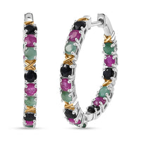 EverTrue Ruby 3.50 ctw Hoop Earrings in 18K YG Plated and Platinum Bond