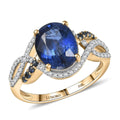Luxoro 10K Yellow Gold Premium Nilamani, Ceylon Sapphire and Diamond (G-H, I2) (0.29 cts) Sea Whirlpool Ring (Size 9.0) 5.00 ctw - Sticky add to cart bar