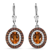 D'Joy Santa Ana Madeira Citrine and Multi Gemstone 3.75 ctw Lever Back Earrings in Platinum Over Sterling Silver