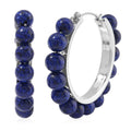 Lapis Lazuli Hoop Earrings in Silvertone 35.00 ctw - Sticky add to cart bar