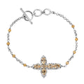 EverTrue African Amethyst Cross Bracelet in Platinum Bond (6.50-8.0In) 4.40 ctw - Sticky add to cart bar