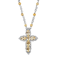 EverTrue Multi Gemstone Cross Necklace (18 Inches) in Platinum Bond 8.25 ctw