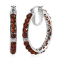 EverTrue Hessonite Garnet Hoop Earrings in Platinum Bond 25.40 ctw - Sticky add to cart bar