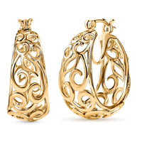 D'Joy Passport to Turkey 18K Vermeil Yellow Gold Over Sterling Silver Hoop Earrings 8.50 Grams