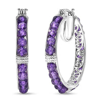 EverTrue Hessonite Garnet Hoop Earrings in Platinum Bond 25.40 ctw