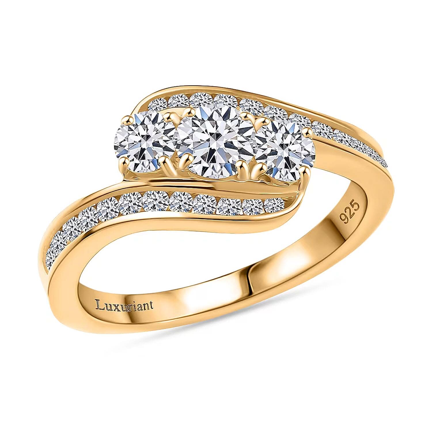 Luxuriant Lab Grown Diamond Ring in 18K Vermeil YG Over Sterling Silver (Size 10.0) 1.00 ctw