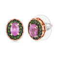 D'Joy Ilakaka Hot Pink Sapphire (FF) and Chrome Diopside 1.60 ctw Rosé Forest Earrings in 18K Vermeil Rose Gold Over Sterling Silver - Sticky add to cart bar