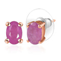 D'Joy Ilakaka Hot Pink Sapphire (FF) Stud Earrings in 18K Vermeil RG Over Sterling Silver 1.50 ctw - Sticky add to cart bar