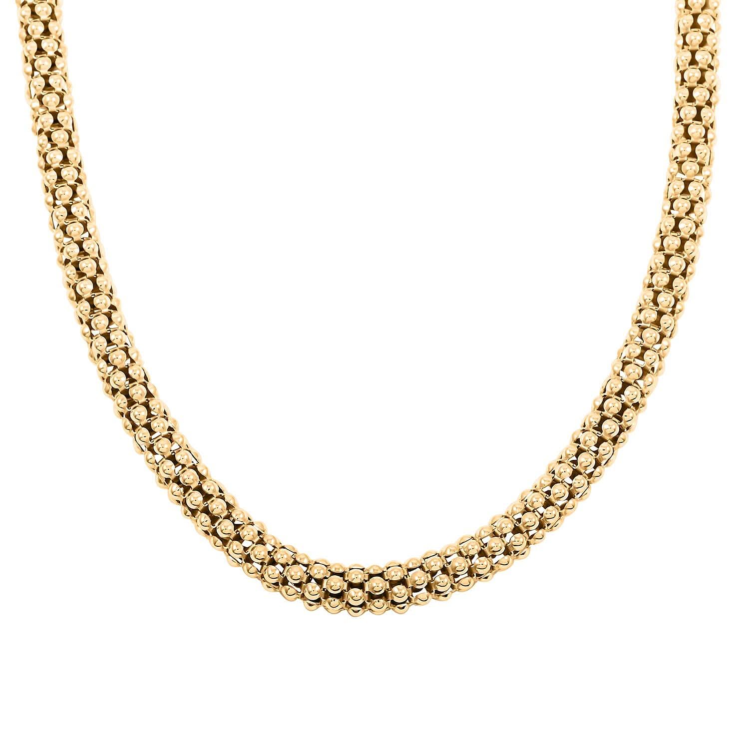 La Bella Italian Popcorn Chain Necklace in 14K Yellow Gold Over Sterling Silver (20 Inches) 22.38 Grams