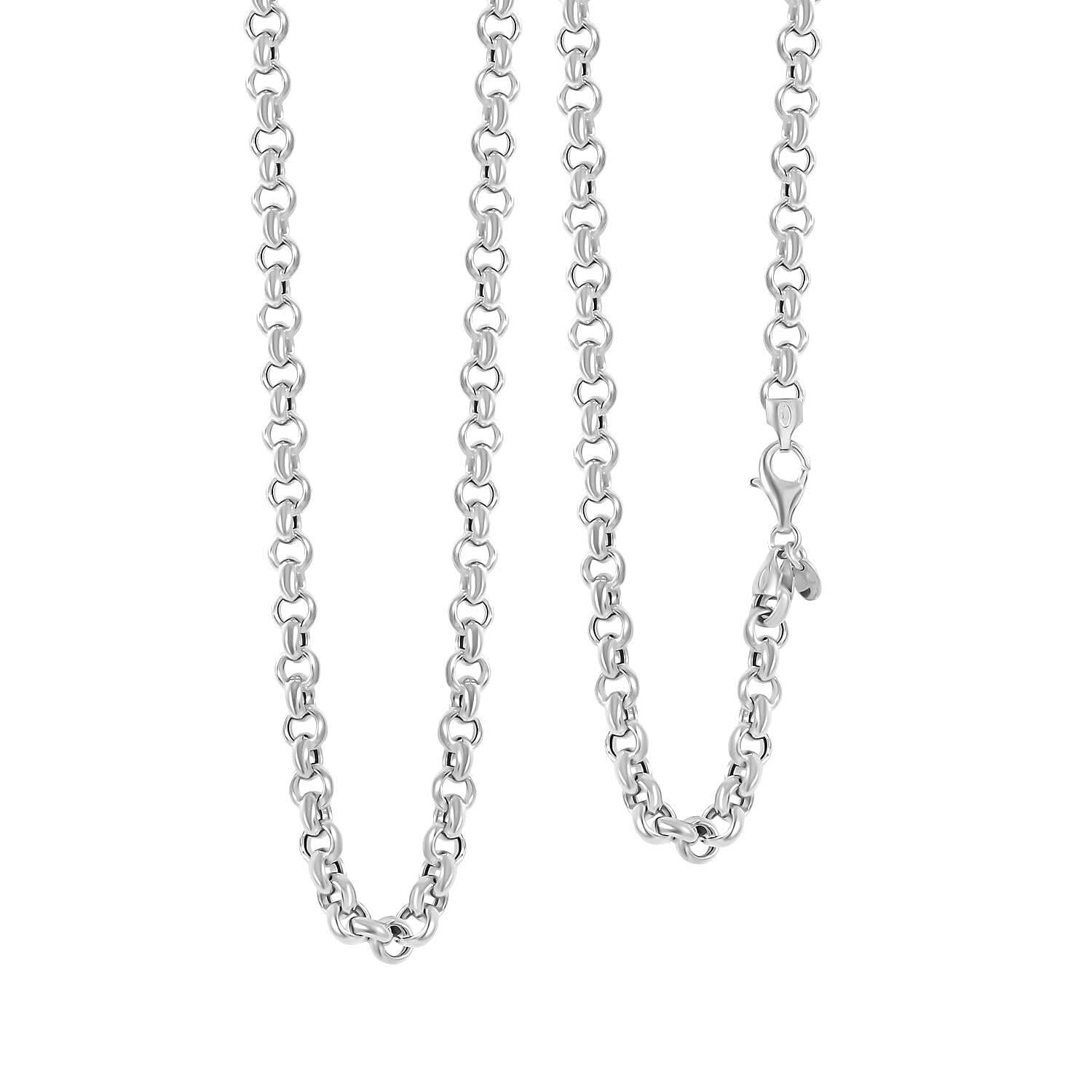 Italian La Bella Rolo Chain Necklace in Sterling Silver 24.81 Grams 22 Inches
