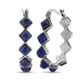 Lapis Lazuli 20.00 ctw Hoop Earrings in Silvertone - Sticky add to cart bar
