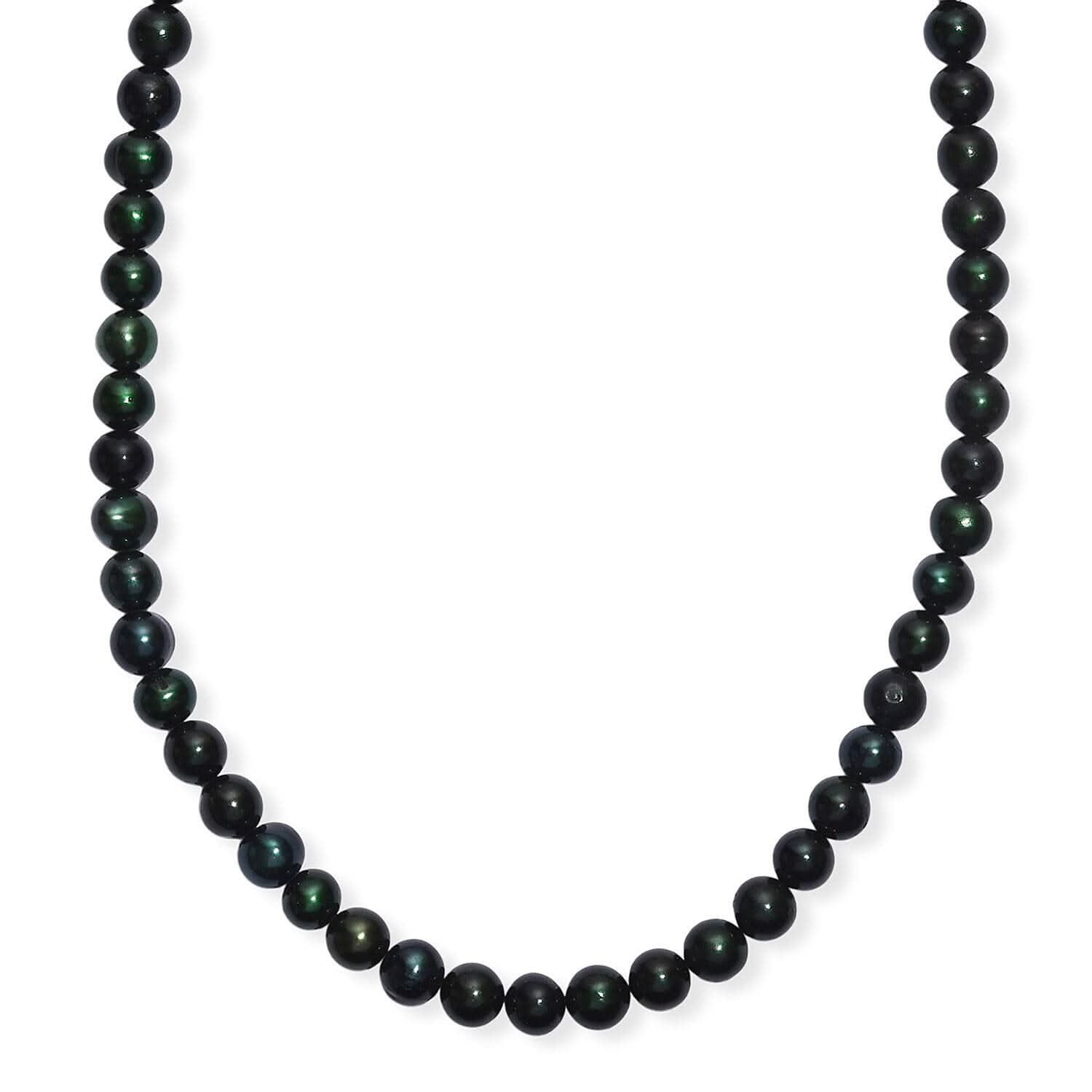 Green Dyed Pearl Endless Necklace 28 Inches
