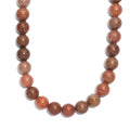 Peach Sunstone 300.00 ctw Beaded Necklace in Platinum Bond 18 Inches - Sticky add to cart bar