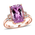 Luxoro 10K Rose Gold AAA Martha Rocha Kunzite, Natural Pink and White Diamond (I1 - I2) (0.16 cts) Ring (Size 9.0) 8.90 ctw - Sticky add to cart bar