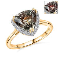 Certified & Appraised Luxoro AAA Turkizite and G-H I2 Diamond 3.42 ctw Ring in 14K Yellow Gold (Size 10.0)