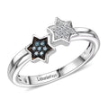 Luxuriant Lab Grown Blue Diamond (IR), Lab Grown Diamond Ring in Rhodium Over Sterling Silver (Size 10.0) 0.08 ctw - Sticky add to cart bar