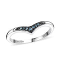 Luxuriant Lab Grown Blue Diamond (IR) 0.07 ctw Chevron Ring in Rhodium Over Sterling Silver (Size 10.0) - Sticky add to cart bar
