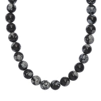 Snow Flake Obsidian 260.00 ctw Beaded Necklace in Platinum Bond 18 Inches