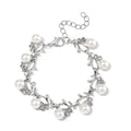 White Shell Pearl, Austrian Crystal Bracelet in Silvertone (6.50-8.50In) - Sticky add to cart bar