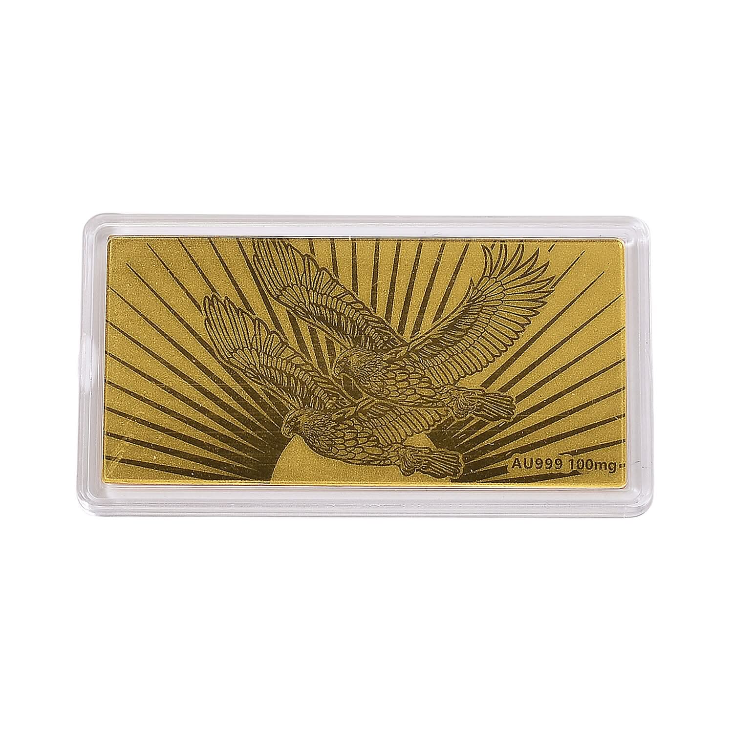 24K Golden Twin Eagles Strength & Power Emboss Sheet 55x30mm (100mg)