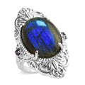 Ever True Malagasy Labradorite, African Amethyst Ring in Stainless Steel (Size 10.0) 15.50 ctw - Sticky add to cart bar