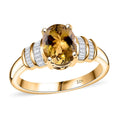 Luxoro 10K Yellow Gold Premium Golden Tanzanite, White Diamond (I2) (0.22 cts) Paper Swirls Ring (Size 10.0) 2.40 ctw - Sticky add to cart bar