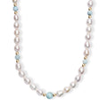 Freshwater Pearl and Larimar 8.00 ctw Necklace in 18K Vermeil Yellow Gold Over Sterling Silver 18 Inches - Sticky add to cart bar