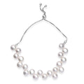 White Freshwater Pearl Bolo Dancing bubbles Bracelet in Rhodium Over Sterling Silver - Sticky add to cart bar