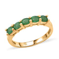 Premium Kagem Zambian Emerald 5 Stone Ring in 18K Vermeil YG Over Sterling Silver (Size 10.0) 0.80 ctw - Sticky add to cart bar