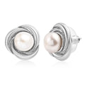 Freshwater Pearl Knot Stud Earrings in Stainless Steel - Sticky add to cart bar
